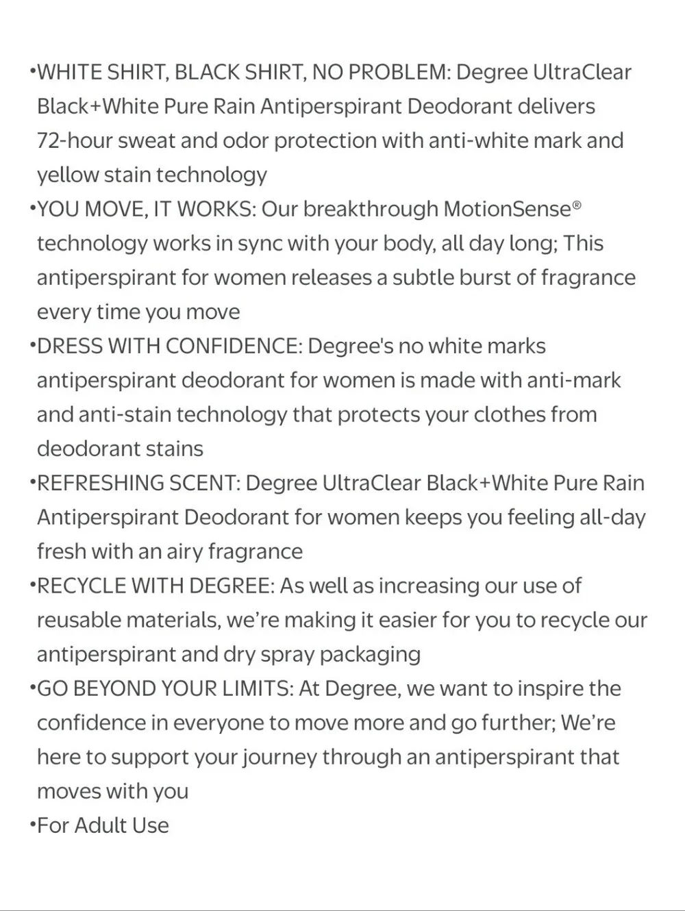 ⭐4/$15 Degree Ultraclear 72-Hour Black + White Deodorant Refreshing Rain